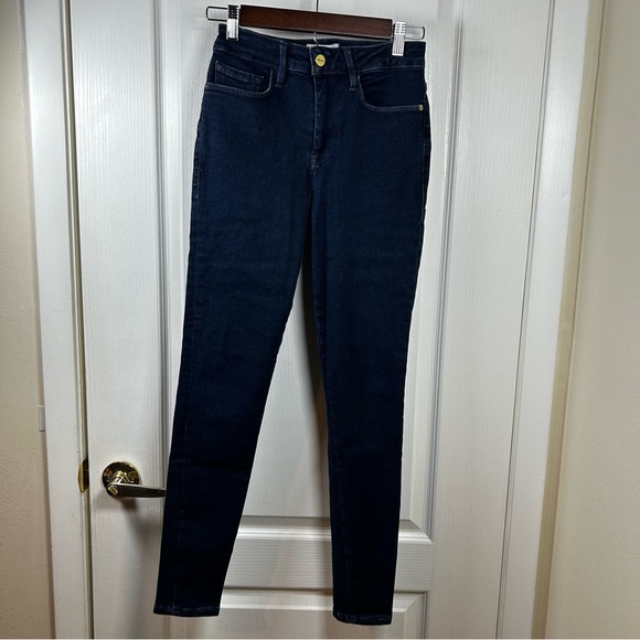 FRAME Women’s Size 1 Dark Wash Denim Jeans Slim Fit Stretch Tapered Leg - Picture 4 of 7